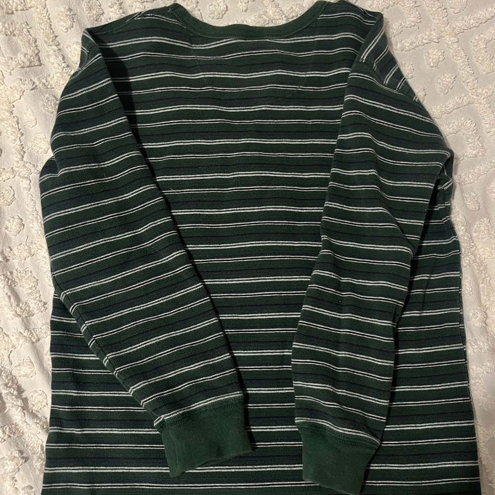 GAP kids green striped crew neck sweater